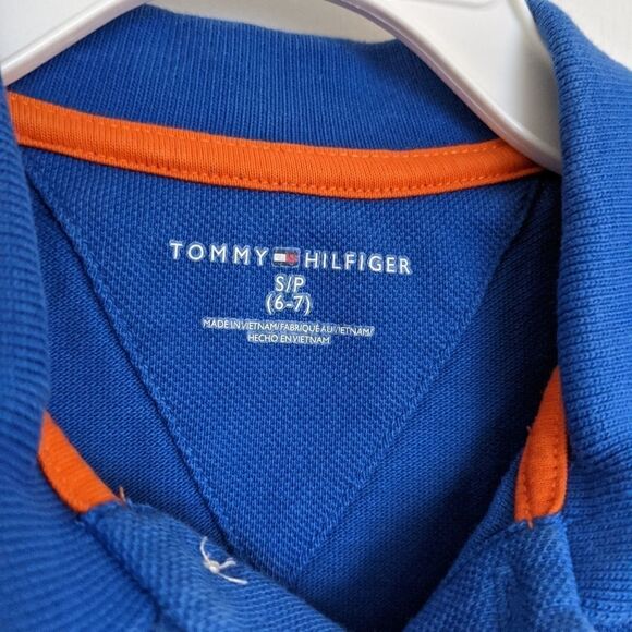TOMMY Hilfiger boy polo blue cotton polo size 6 7 yo @E - Picture 3 of 4